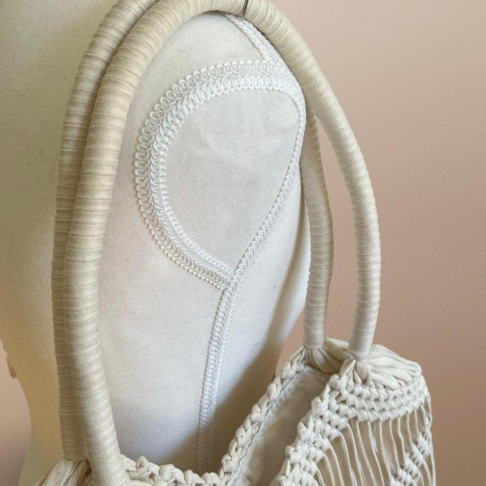 London Kaye Woven Crochet, Boho Coastal Cream‎ Ivory Shoulder Bag - Picture 6 of 6